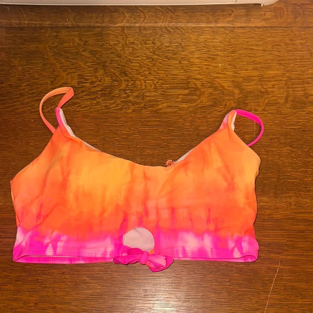 Vibrant Orange and Pink Tie-Dye Bikini Top